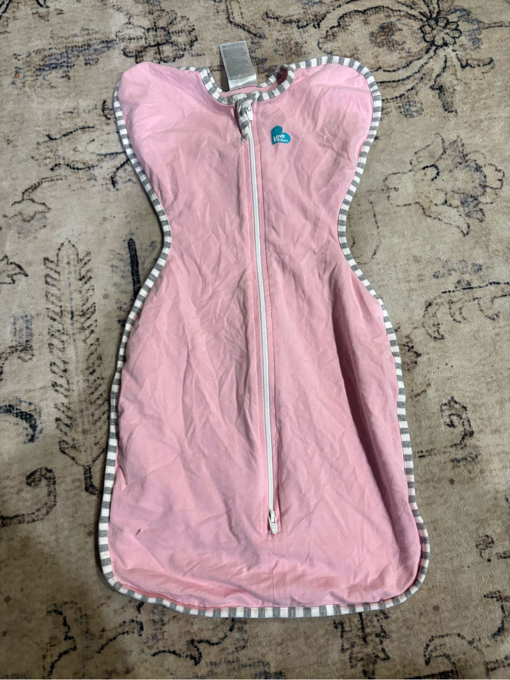 Love to Dream Pink Sleep Sack with Gray-Trim Stripe